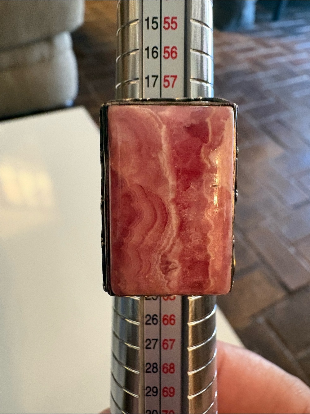 Pink Stone Rhodochrosite Fashion Wearable - Elegant Rectangular Pendant